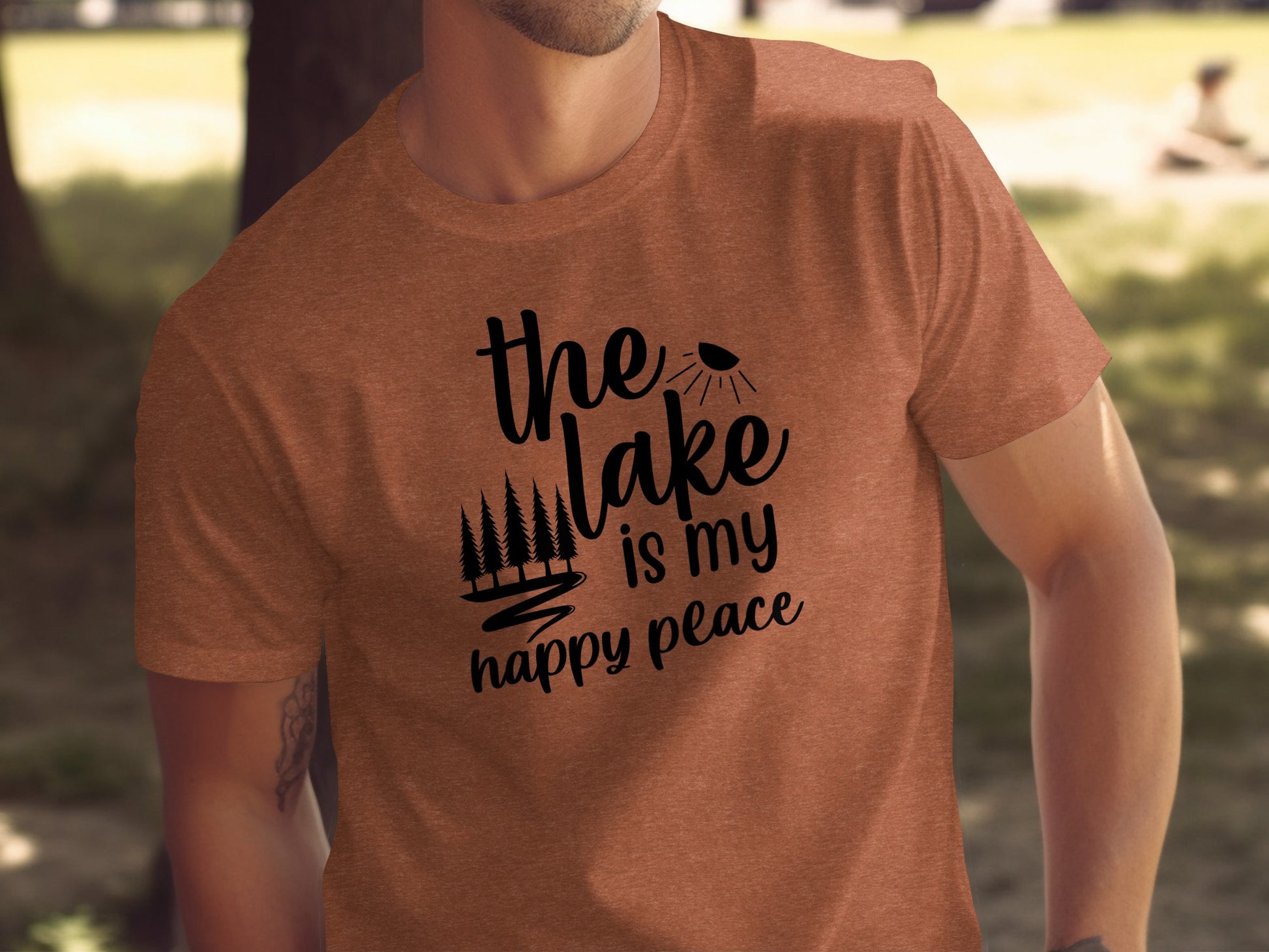 The Lake Is My Happy Place With Trees Graphic T-Shirt T-Shirt - Outdoor & Adventure Collection - Mile Marker 16 Gear by Cloud 16 Clothing Co.