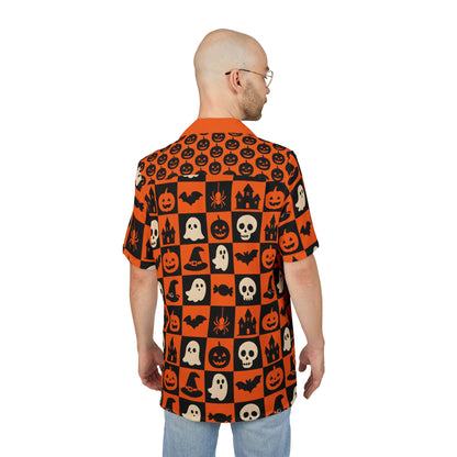 Halloween Hawaiian Shirt - Spooky Pumpkin Ghost Print Unisex Button-Down