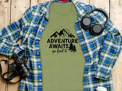 Adventure Awaits Go Find It Mountains Trees and Sun T-Shirt T-Shirt - Outdoor & Adventure Collection - Mile Marker 16 Gear by Cloud 16 Clothing Co.