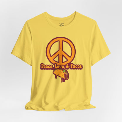 Peace Love Tacos T-Shirt - Funny Foodie Tee for Taco Lovers