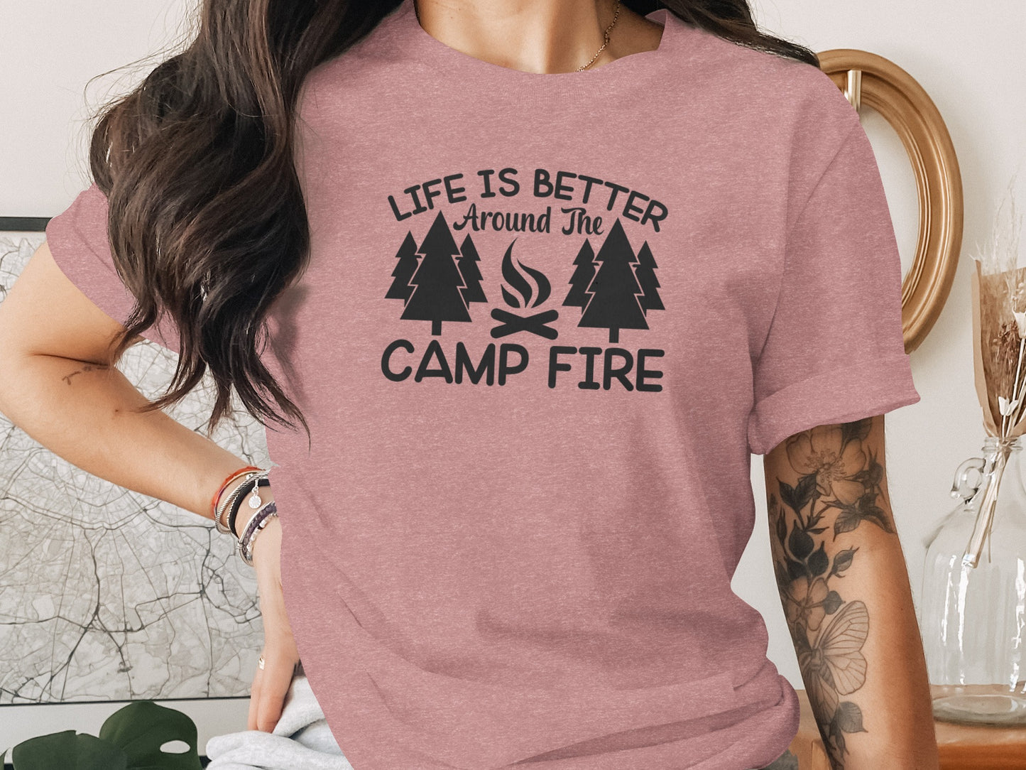Life Is Better Around the Camp Fire Graphic Design T-Shirt T-Shirt - Outdoor & Adventure Collection - Mile Marker 16 Gear by Cloud 16 Clothing Co.