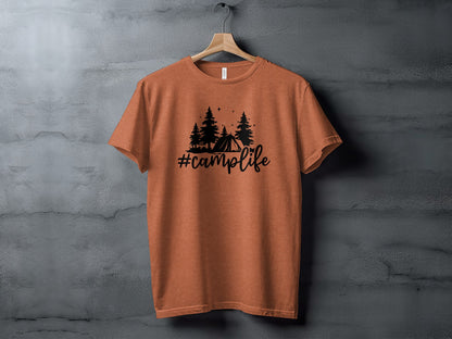 Hashtag Camplife Text Design With Camping Tent T-Shirt T-Shirt - Outdoor & Adventure Collection - Mile Marker 16 Gear by Cloud 16 Clothing Co.