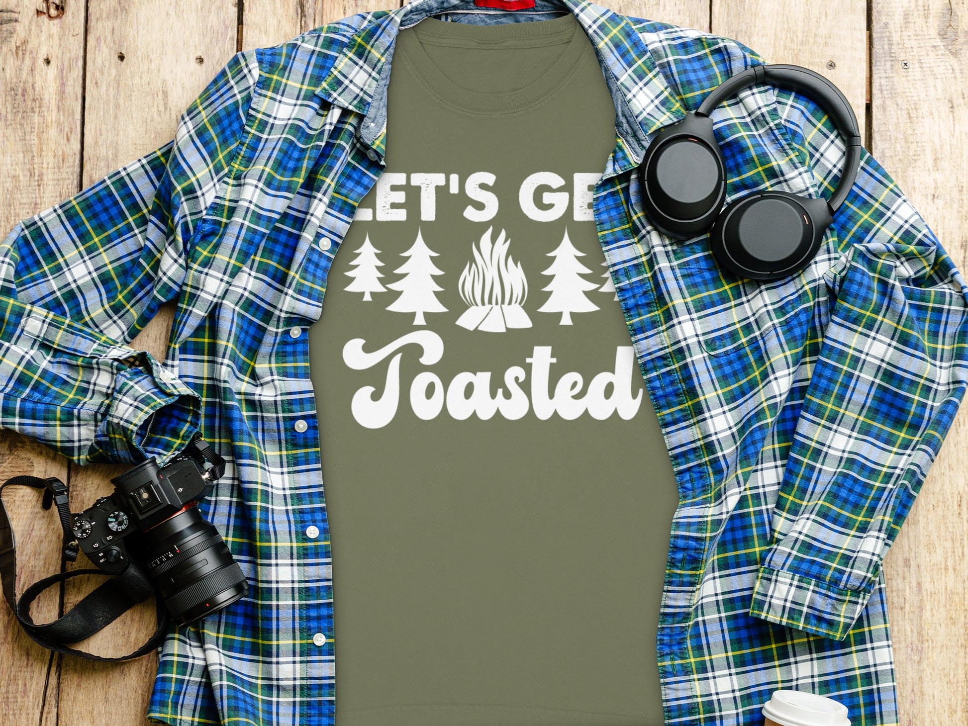 Let's Get Toasted Camping Bonfire Graphic Shirt