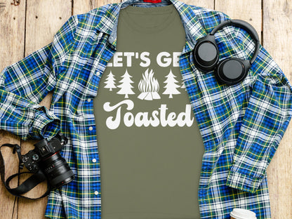 Let's Get Toasted Camping Bonfire Graphic Shirt
