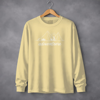 Adventure Awaits Mountains and Sunshine Graphic Long Sleeve T-Shirt Long Sleeve Tee - Outdoor & Adventure Collection - Mile Marker 16 Gear by Cloud 16 Clothing Co.