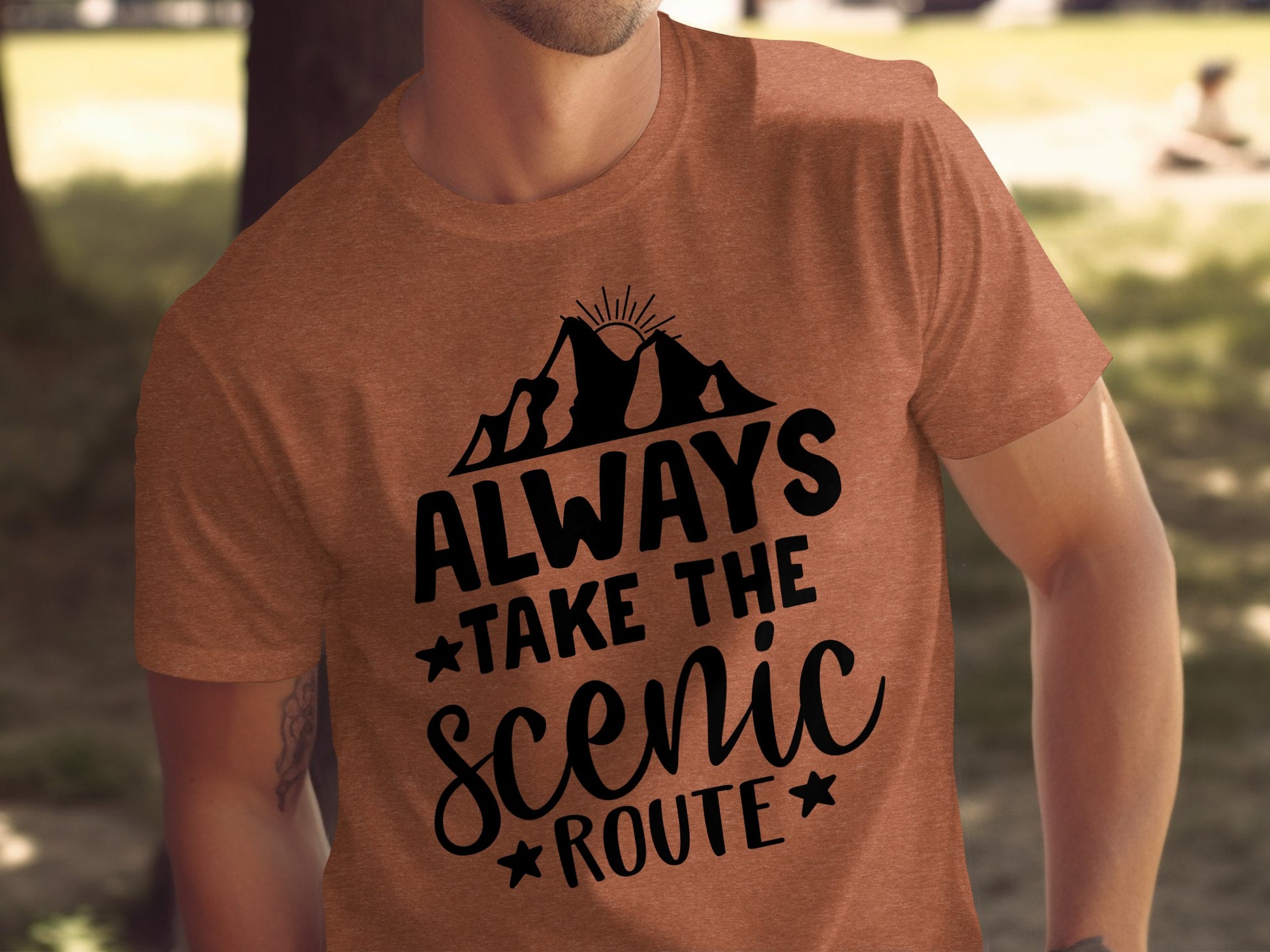 Always Take The Scenic Route With Mountains T-Shirt T-Shirt - Outdoor & Adventure Collection - Mile Marker 16 Gear by Cloud 16 Clothing Co.