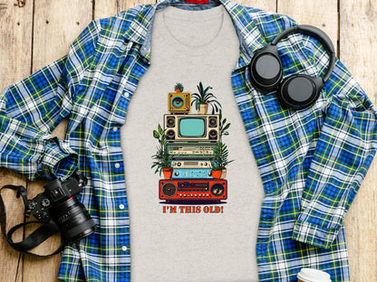 Retro Stack of Electronics Design I'm This Old! Shirt