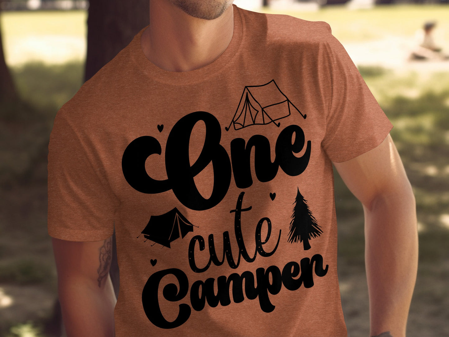 One Cute Camper Tent and Pine Tree Camping Design T-Shirt T-Shirt - Outdoor & Adventure Collection - Mile Marker 16 Gear by Cloud 16 Clothing Co.