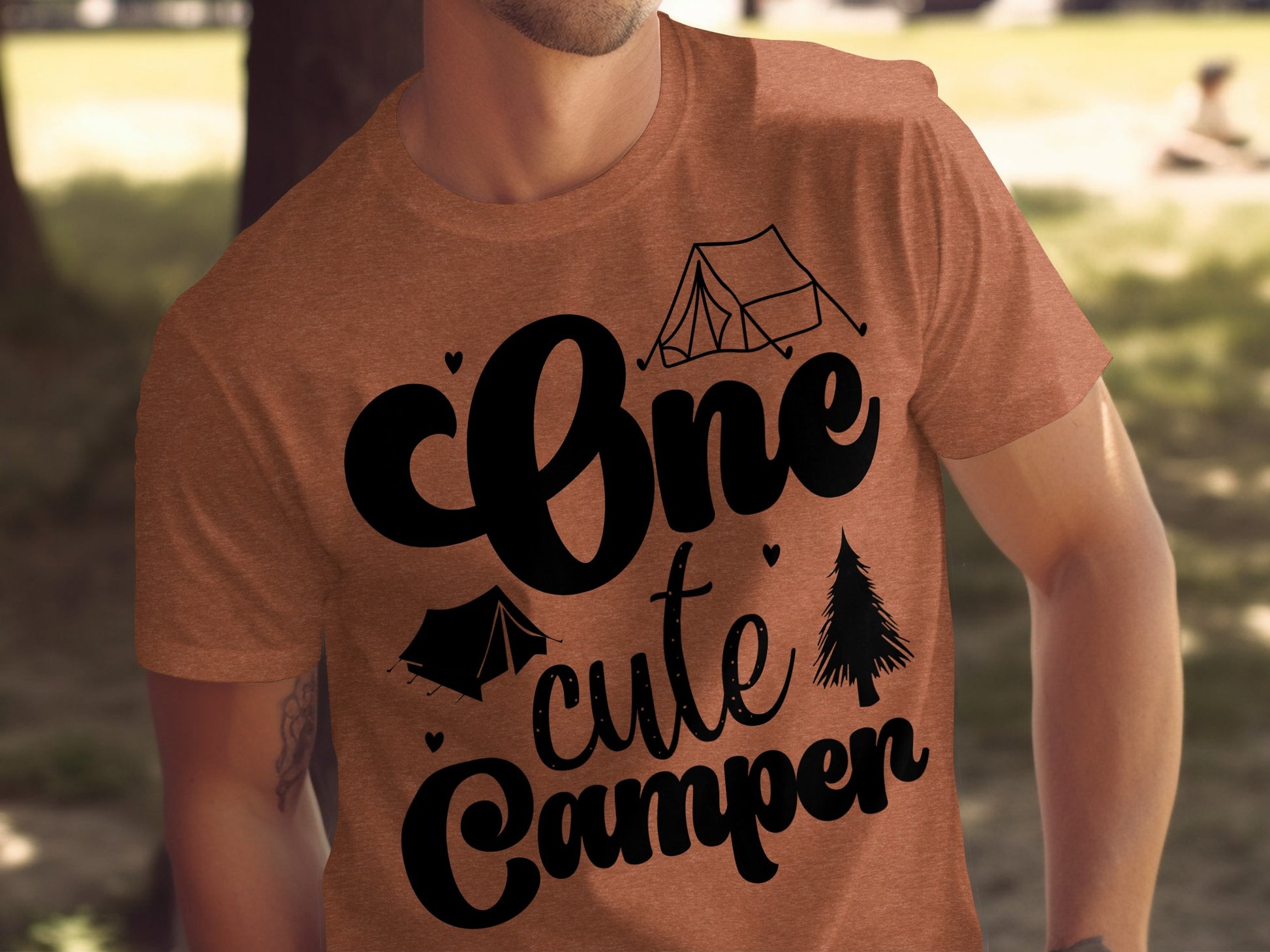 One Cute Camper Tent and Pine Tree Camping Design T-Shirt T-Shirt - Outdoor & Adventure Collection - Mile Marker 16 Gear by Cloud 16 Clothing Co.
