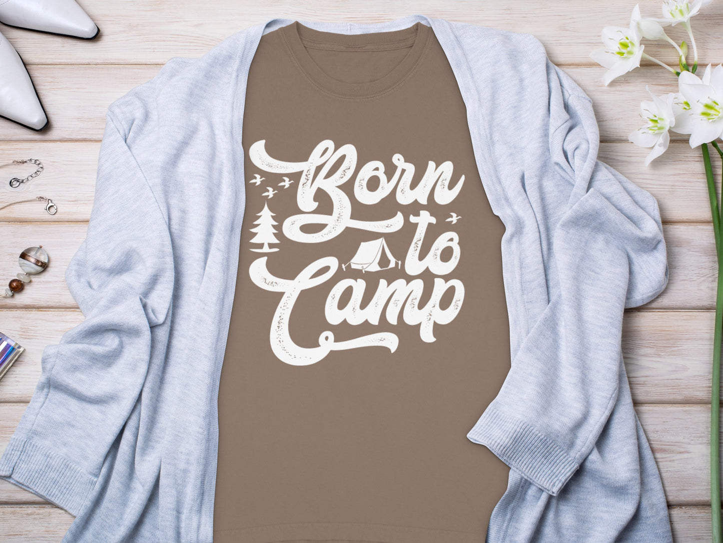 Born to Camp Graphic Tee Perfect for Outdoor Lovers