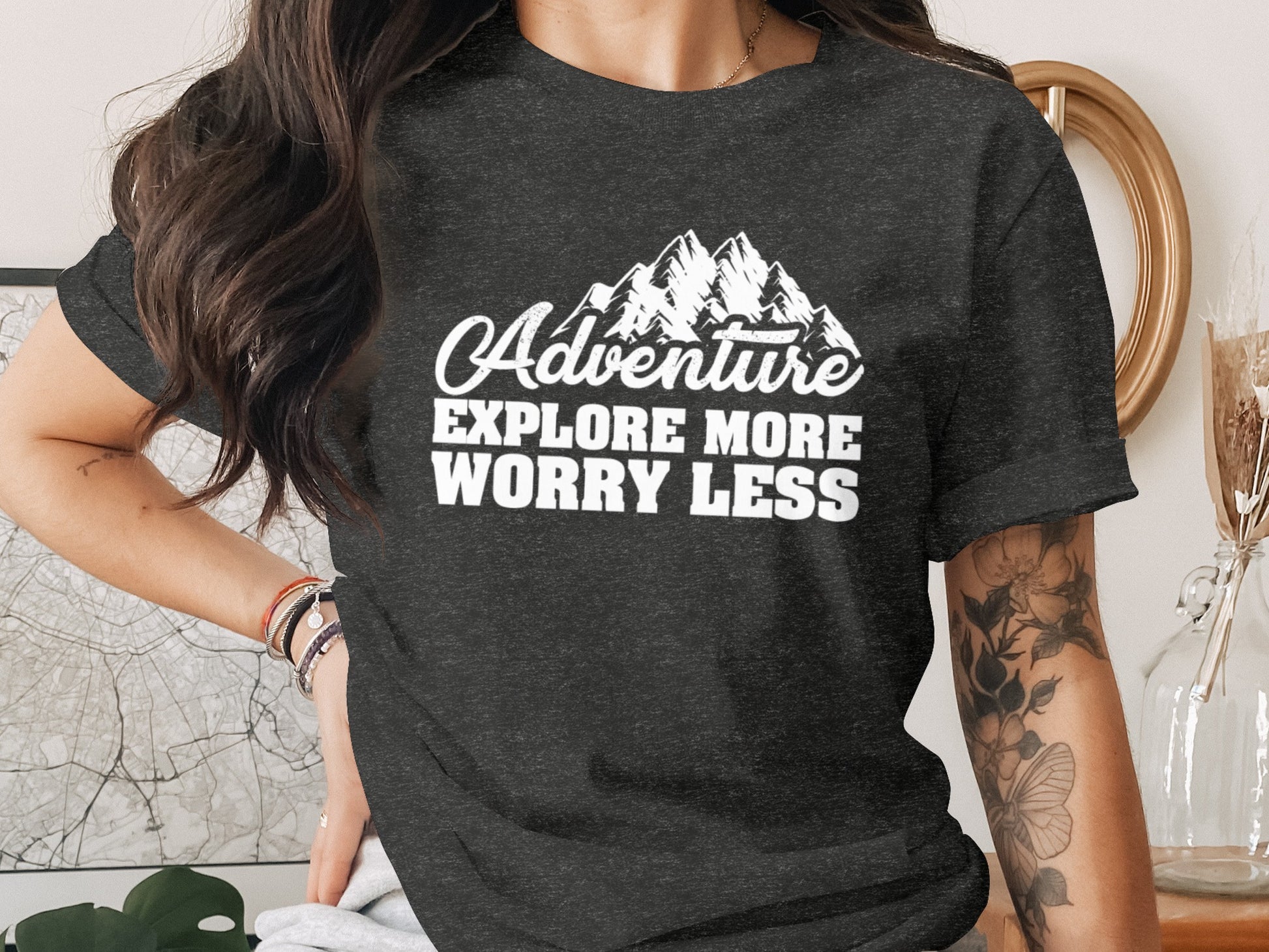 Adventure Explore More Worry Less Mountain Graphic T-Shirt T-Shirt - Outdoor & Adventure Collection - Mile Marker 16 Gear by Cloud 16 Clothing Co.