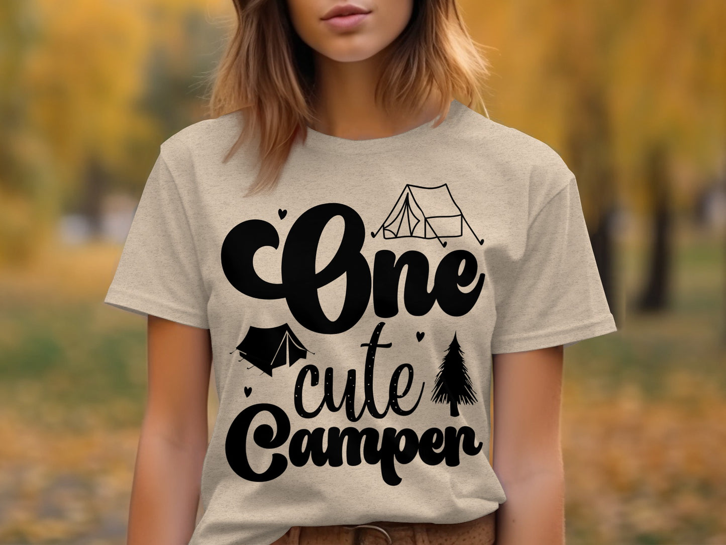 One Cute Camper Tent and Pine Tree Camping Design T-Shirt T-Shirt - Outdoor & Adventure Collection - Mile Marker 16 Gear by Cloud 16 Clothing Co.