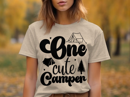 One Cute Camper Tent and Pine Tree Camping Design T-Shirt T-Shirt - Outdoor & Adventure Collection - Mile Marker 16 Gear by Cloud 16 Clothing Co.