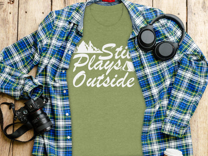 Still Plays Outside With Mountain Tent Graphic T-Shirt T-Shirt - Outdoor & Adventure Collection - Mile Marker 16 Gear by Cloud 16 Clothing Co.