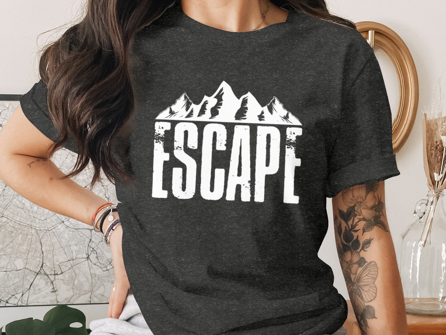 Escape Into The Mountains Outdoor Adventure Design T-Shirt T-Shirt - Outdoor & Adventure Collection - Mile Marker 16 Gear by Cloud 16 Clothing Co.