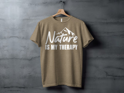 Nature is my Therapy White Text with Mountain T-Shirt T-Shirt - Outdoor & Adventure Collection - Mile Marker 16 Gear by Cloud 16 Clothing Co.