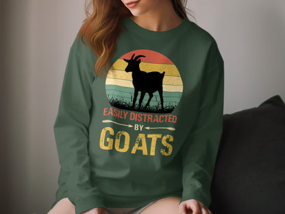 Easily Distracted By Goats Graphic Long Sleeve Shirt