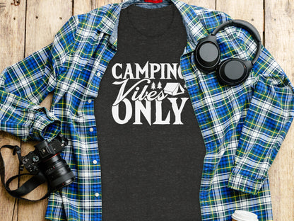 Camping Vibes Only With Tent Graphic Camping T-Shirt T-Shirt - Outdoor & Adventure Collection - Mile Marker 16 Gear by Cloud 16 Clothing Co.