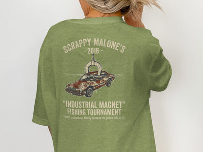 Scrappy Malone's 2016 Industrial Magnet Fishing Tournament shirt.
