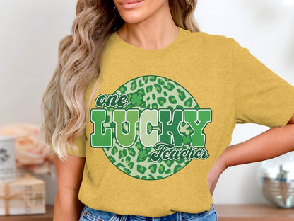 One Lucky Teacher Graphic Tee for Education Professionals