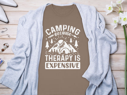 Camping Because Therapy is Expensive Outdoor Long Sleeve T-Shirt Long Sleeve Tee - Outdoor & Adventure Collection - Mile Marker 16 Gear by Cloud 16 Clothing Co.