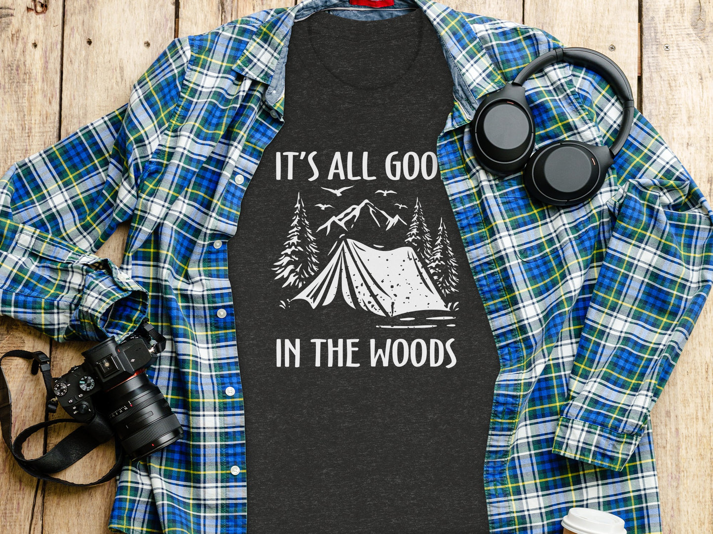 Its All Good In The Woods Camping Graphic Art T-Shirt T-Shirt - Outdoor & Adventure Collection - Mile Marker 16 Gear by Cloud 16 Clothing Co.