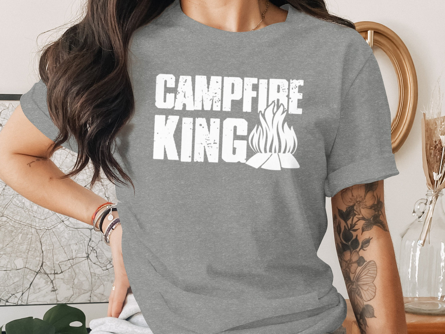 Campfire King Flames Graphic Outdoors Adventure T-Shirt T-Shirt - Outdoor & Adventure Collection - Mile Marker 16 Gear by Cloud 16 Clothing Co.