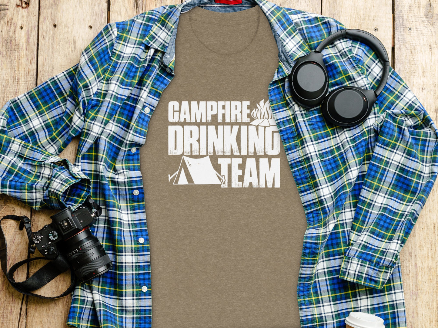Campfire Drinking Team Tent Design Camping Adventure T-Shirt T-Shirt - Outdoor & Adventure Collection - Mile Marker 16 Gear by Cloud 16 Clothing Co.