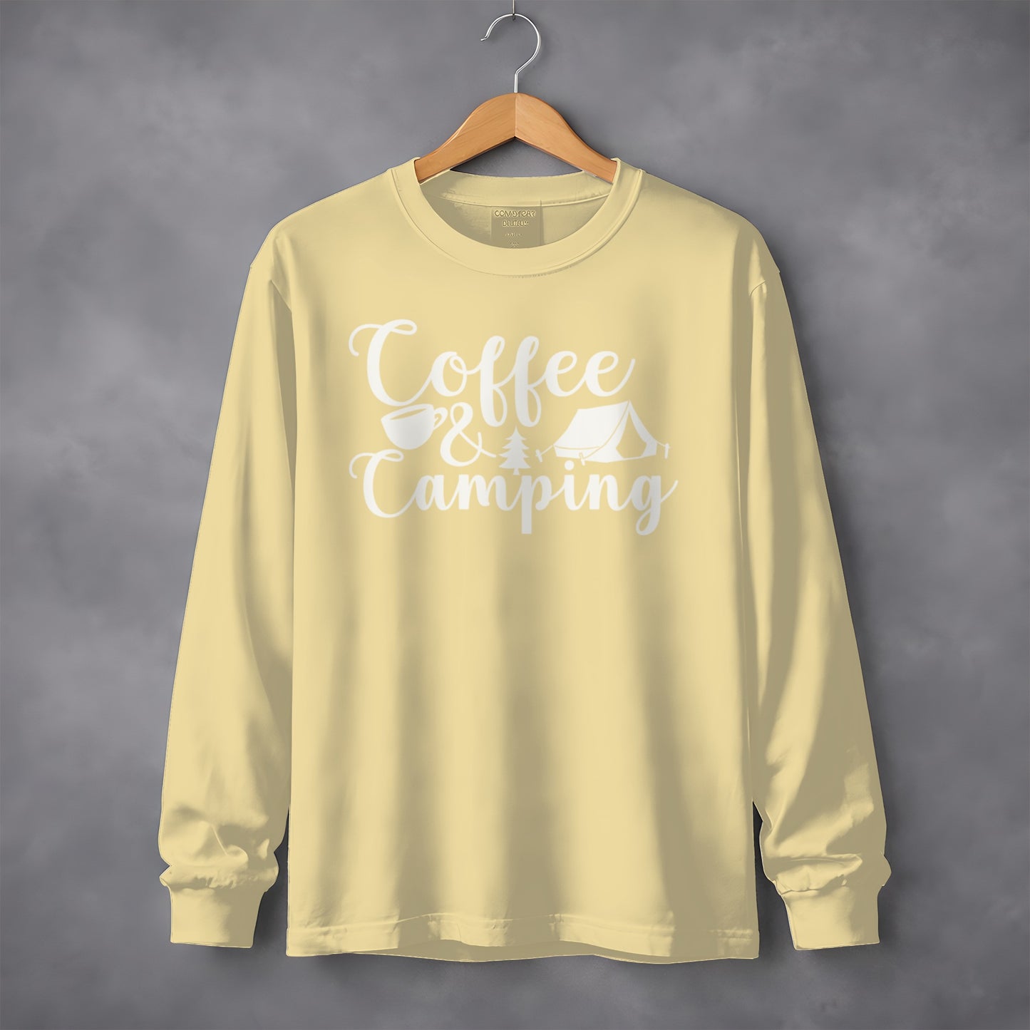 Coffee and Camping Adventure Design Long Sleeve T-Shirt Long Sleeve Tee - Outdoor & Adventure Collection - Mile Marker 16 Gear by Cloud 16 Clothing Co.