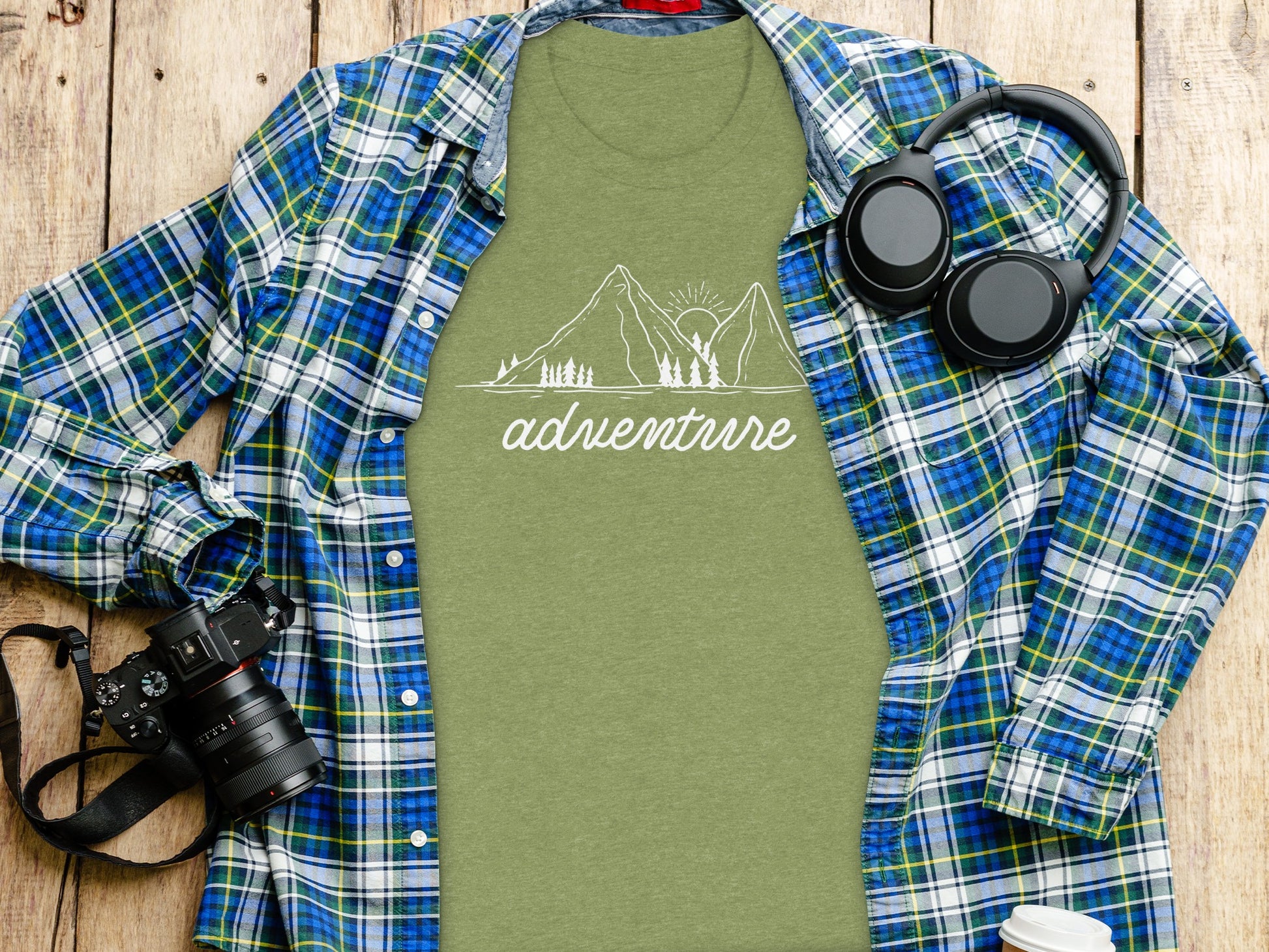 Adventure Awaits Mountains Graphic Tee Nature Lovers T-Shirt T-Shirt - Outdoor & Adventure Collection - Mile Marker 16 Gear by Cloud 16 Clothing Co.