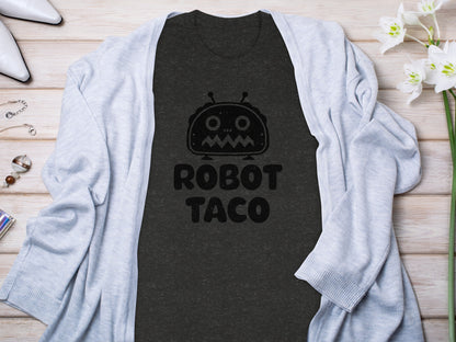 Cool Robot Taco Design on Trendy Black T-shirt