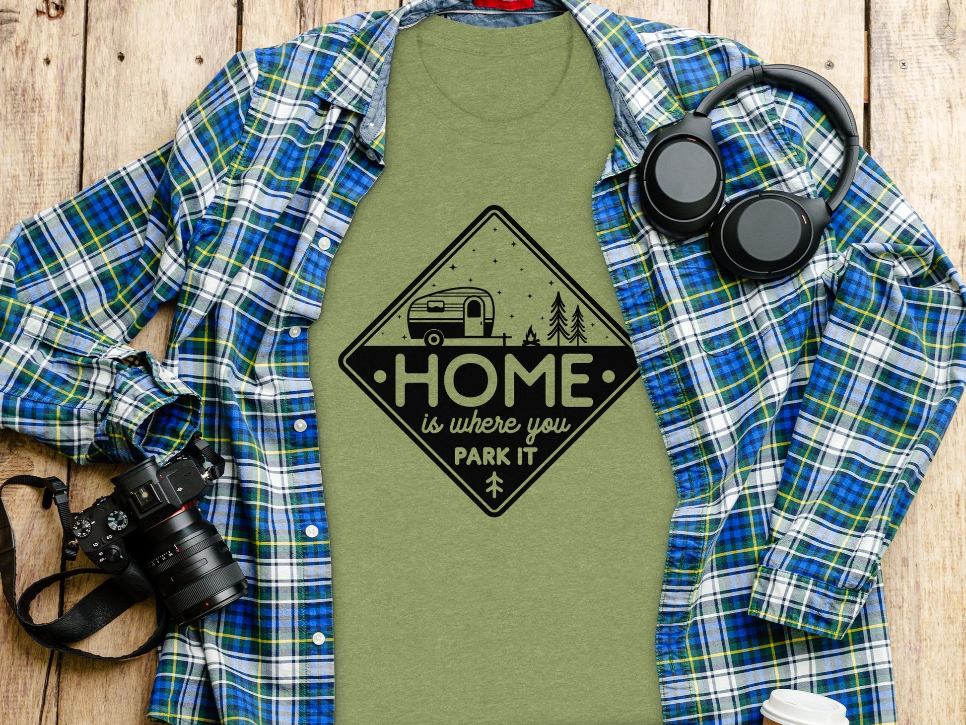 Home Is Where You Park It Camping RV Adventure T-Shirt T-Shirt - Outdoor & Adventure Collection - Mile Marker 16 Gear by Cloud 16 Clothing Co.