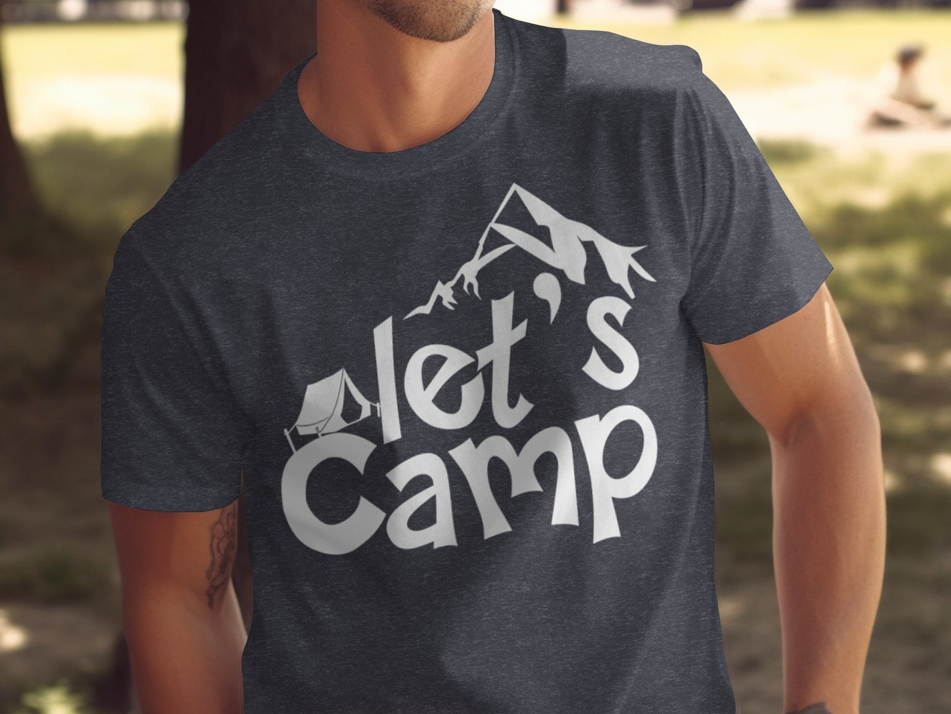 Lets Camp Tent With Mountain T-Shirt T-Shirt - Outdoor & Adventure Collection - Mile Marker 16 Gear by Cloud 16 Clothing Co.