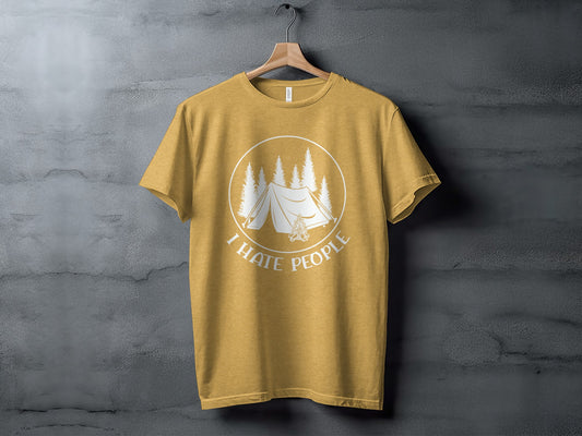 I Hate People Camping Tent Trees Graphic Illustration T-Shirt T-Shirt - Outdoor & Adventure Collection - Mile Marker 16 Gear by Cloud 16 Clothing Co.