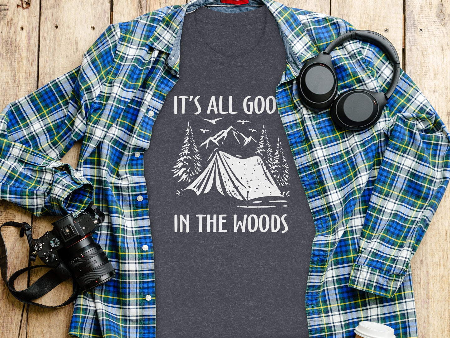 Its All Good In The Woods Camping Graphic Art T-Shirt T-Shirt - Outdoor & Adventure Collection - Mile Marker 16 Gear by Cloud 16 Clothing Co.
