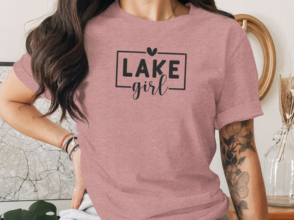 Lake Girl Simple Vector Design Heart Above Graphic T-Shirt T-Shirt - Outdoor & Adventure Collection - Mile Marker 16 Gear by Cloud 16 Clothing Co.