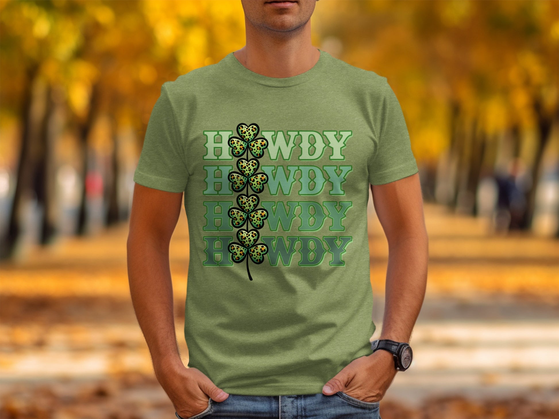 Howdy Clover Graphic Print Green T-Shirt