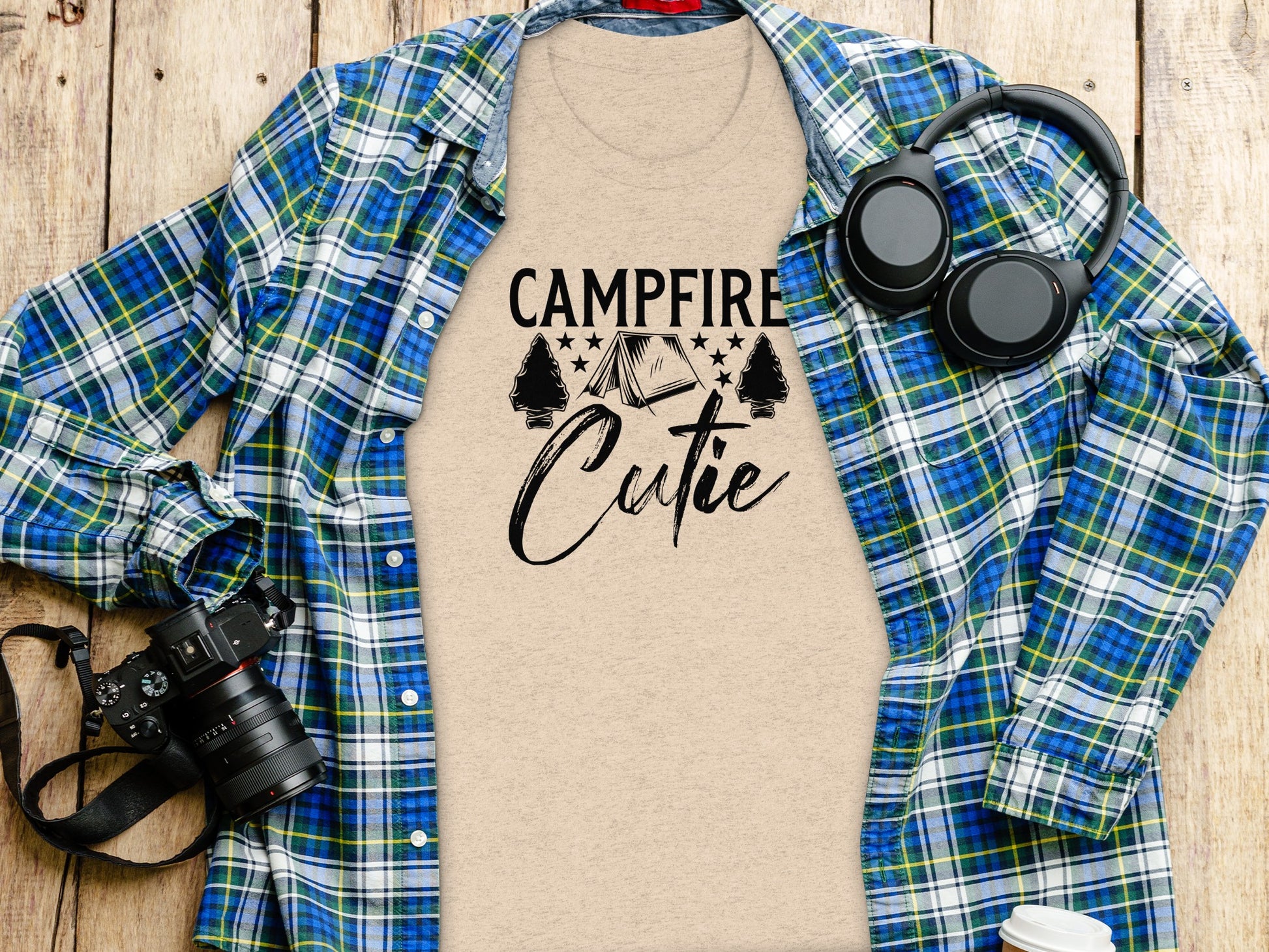 Campfire Cutie Tent Arrowheads Stars T-Shirt T-Shirt - Outdoor & Adventure Collection - Mile Marker 16 Gear by Cloud 16 Clothing Co.