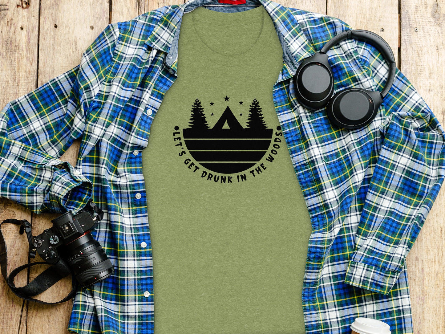Let's Get Drunk In The Woods Camping Adventure T-Shirt T-Shirt - Outdoor & Adventure Collection - Mile Marker 16 Gear by Cloud 16 Clothing Co.