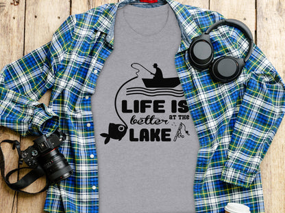 Life Is Better At The Lake Fishing Adventure Graphic T-Shirt T-Shirt - Outdoor & Adventure Collection - Mile Marker 16 Gear by Cloud 16 Clothing Co.