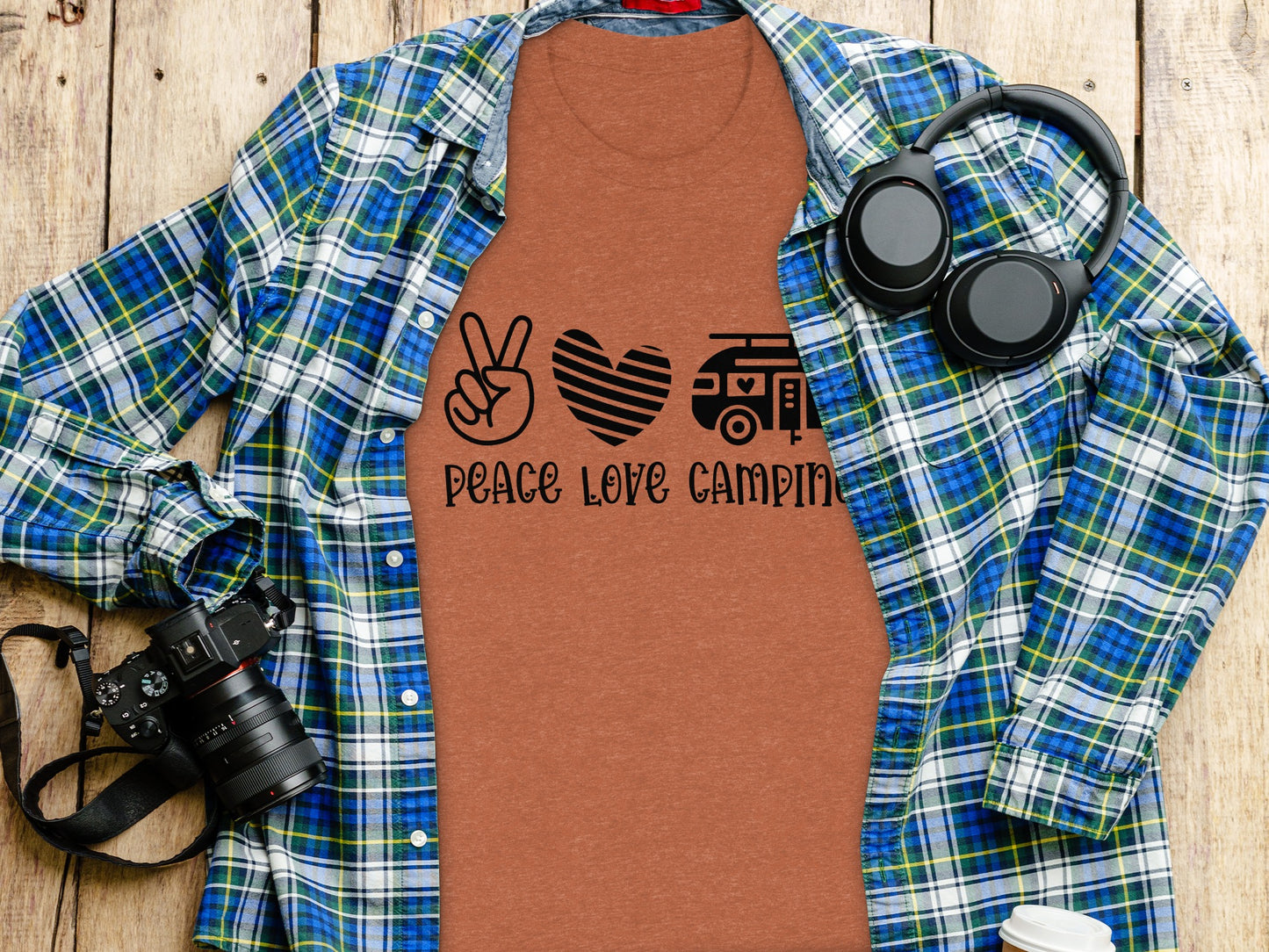 Peace Love Camping Symbol Design Graphic Novelty T-Shirt T-Shirt - Outdoor & Adventure Collection - Mile Marker 16 Gear by Cloud 16 Clothing Co.
