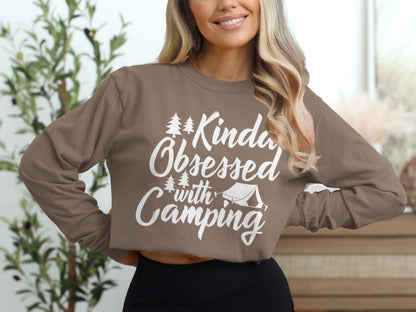 Kinda Obsessed With Camping Cropped Sweatshirt