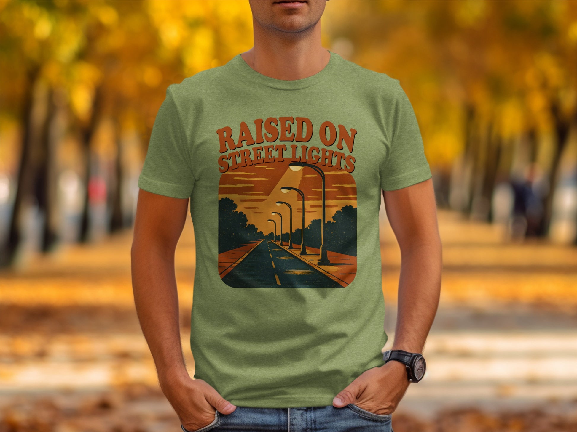 Raised On Street Lights Graphic Tee Shirt