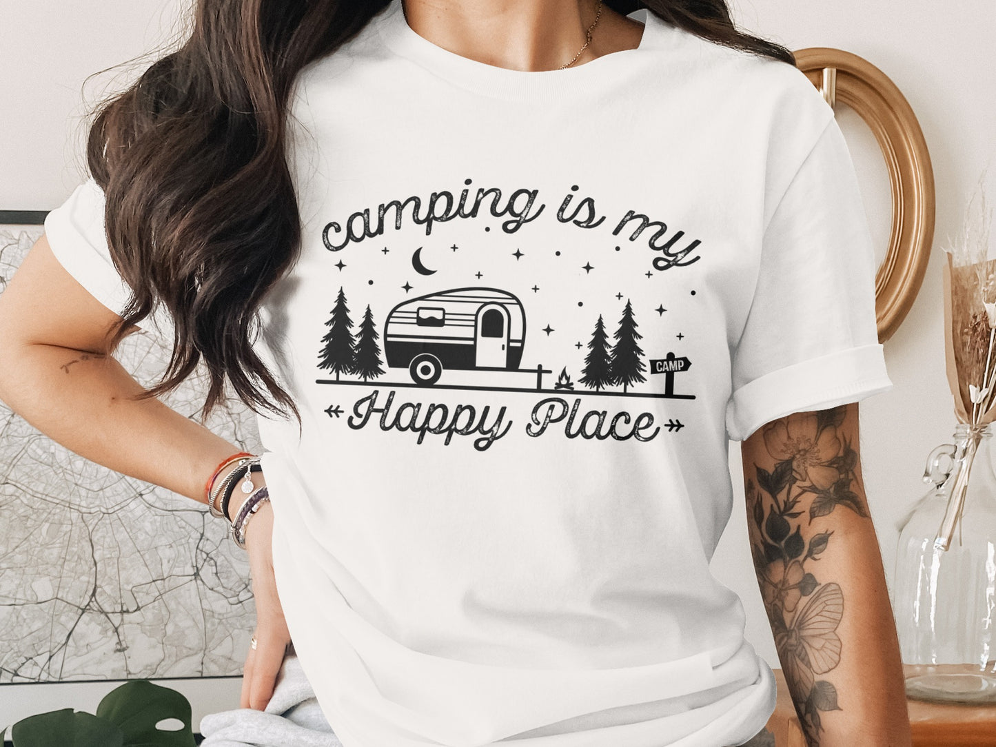 Camping Is My Happy Place Adventure Graphic T-Shirt T-Shirt - Outdoor & Adventure Collection - Mile Marker 16 Gear by Cloud 16 Clothing Co.