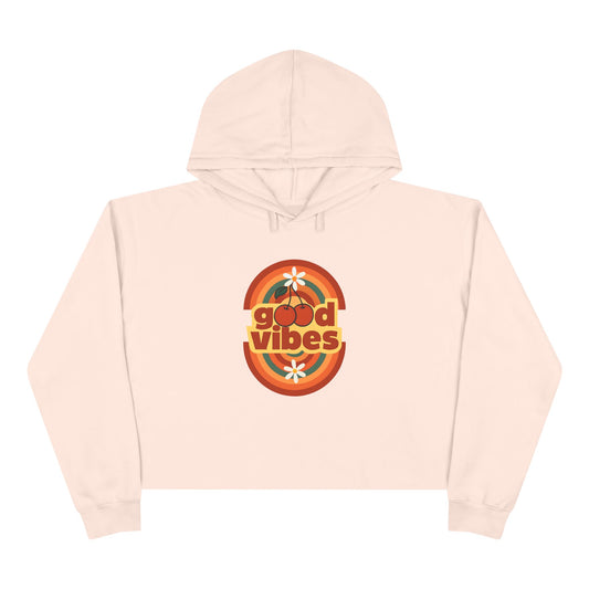 Good Vibes Crop Hoodie - Boho Festival Fashion for Women