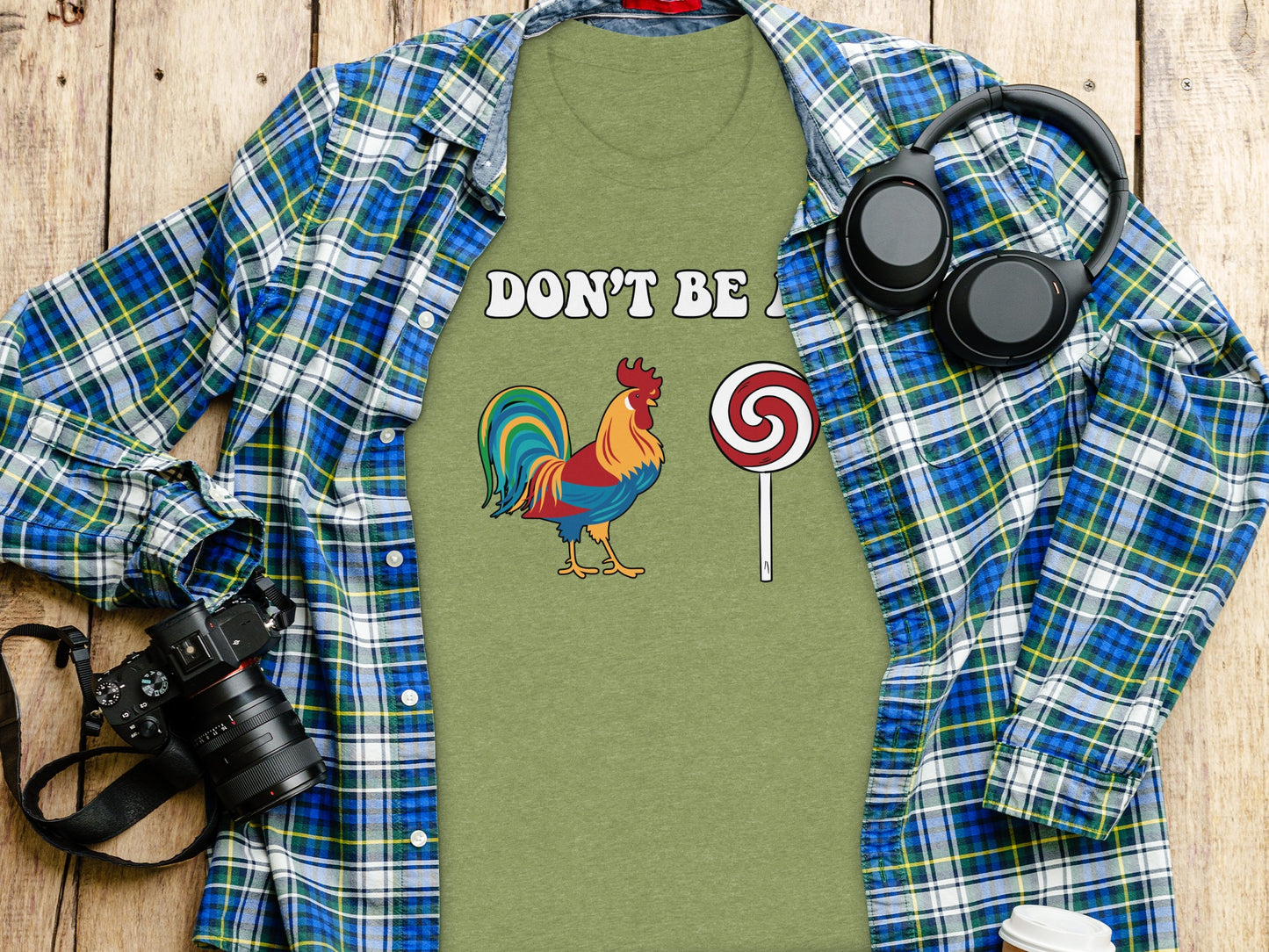 Colorful Rooster Don't Be A Lollipop Graphic Shirt