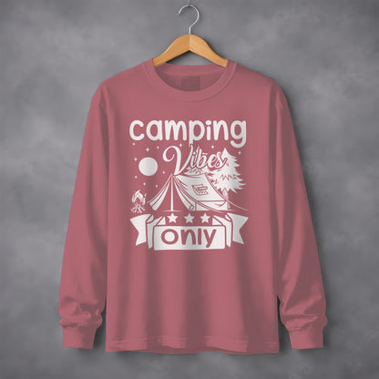 Camping Vibes Stars Only With Tent Graphic Long Sleeve T-Shirt Long Sleeve Tee - Outdoor & Adventure Collection - Mile Marker 16 Gear by Cloud 16 Clothing Co.