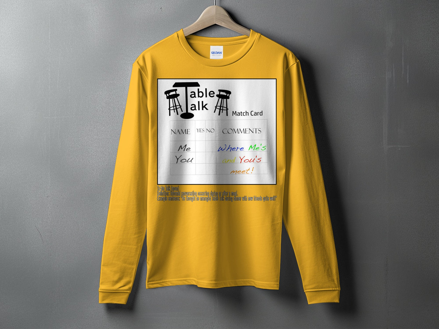 Table Talk Match Card Design Long Sleeve Shirt