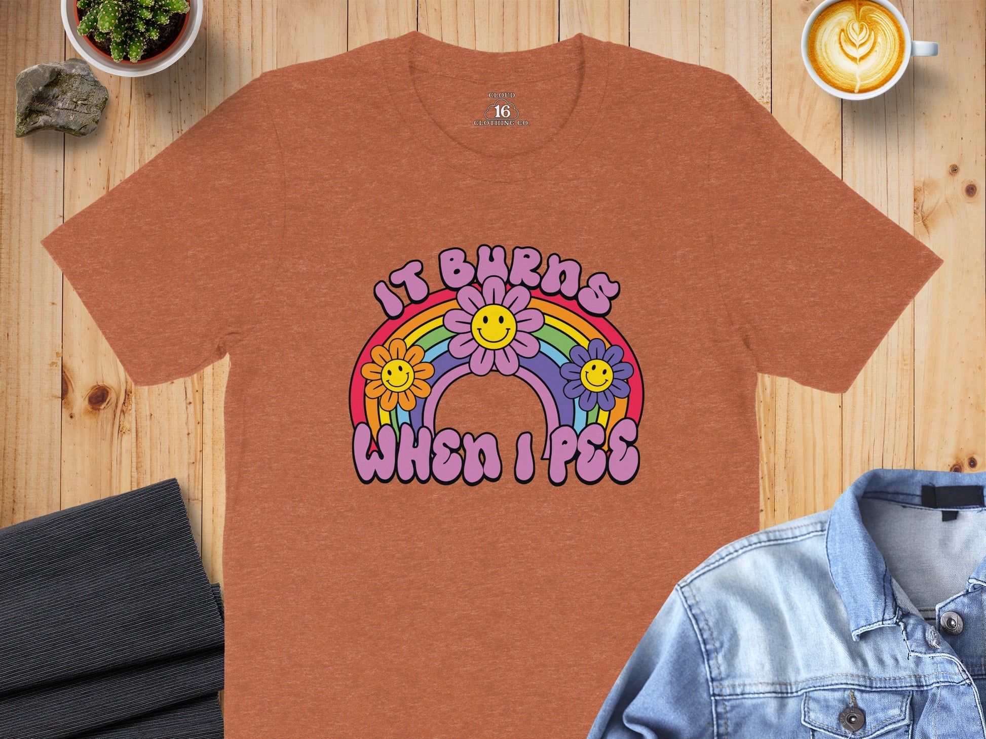 Fun Rainbow It Burns When I Pee Graphic Tee