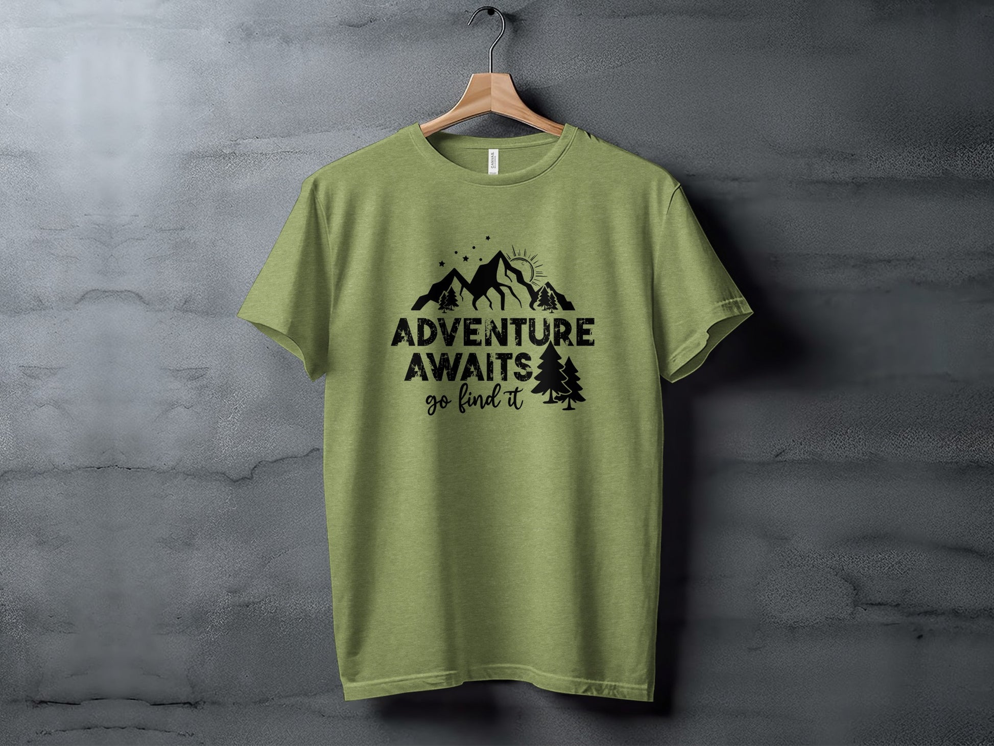 Adventure Awaits Go Find It Mountains Trees and Sun T-Shirt T-Shirt - Outdoor & Adventure Collection - Mile Marker 16 Gear by Cloud 16 Clothing Co.